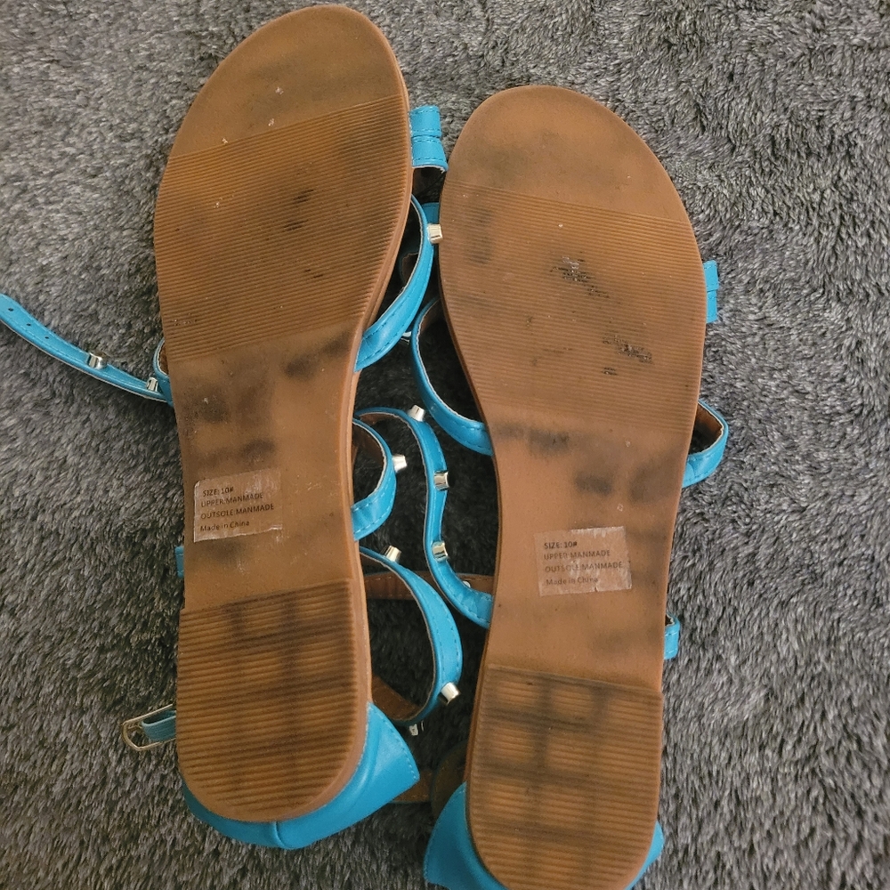 Olivia Miller Blue Studded Sandals Size 10 - Picture 4 of 4